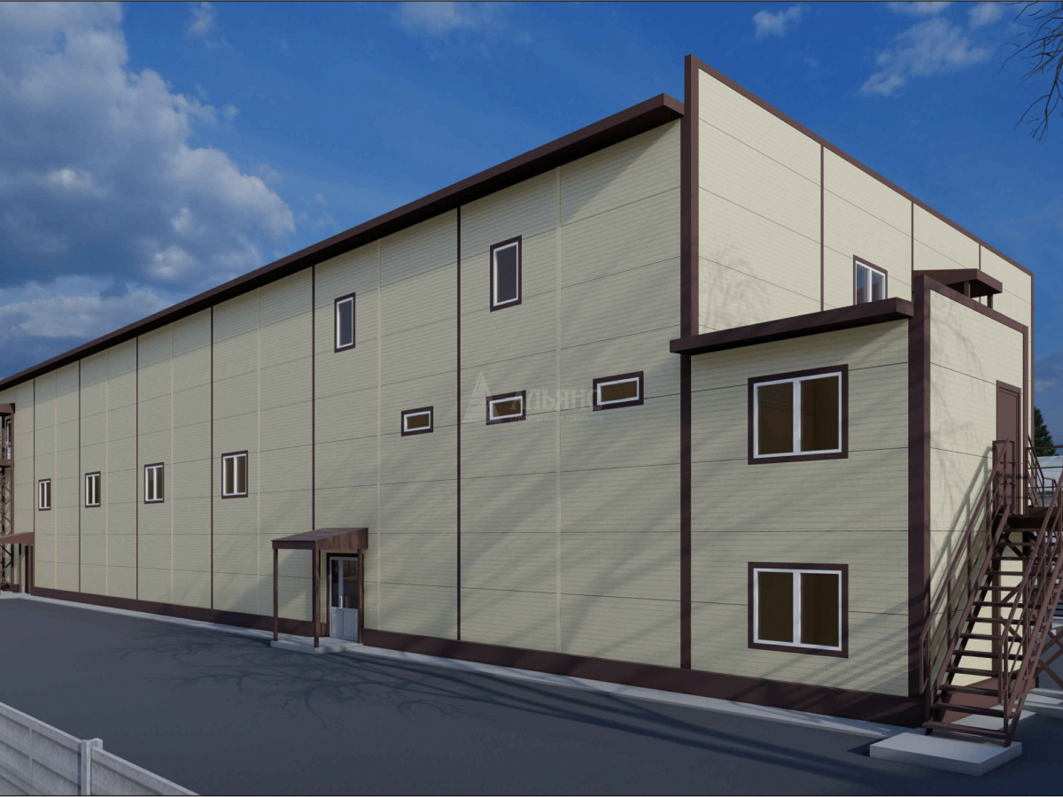 3D визуализация Цех с АБК из сэндвич-панелей - фото 3